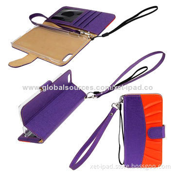 Folding Stand Wallet Cases for iPhone 6, Made of PC, PU Leather MaterialsNew